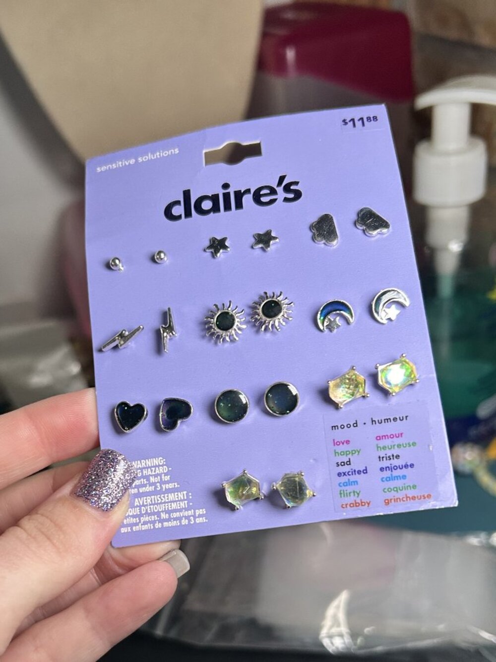Claire’s Sensitive Solutions Mood Stud Earrings Set Celestial NWT